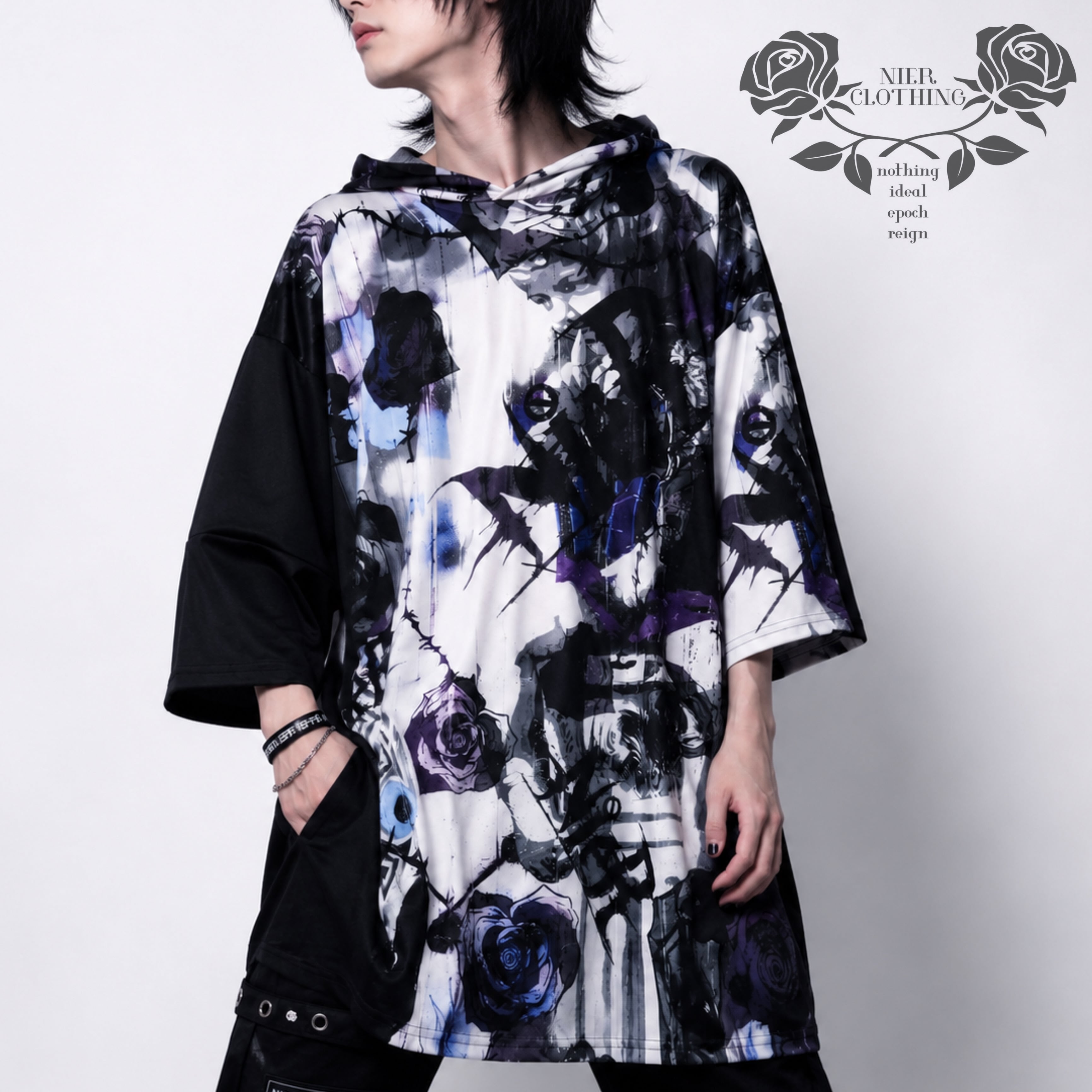 2WAY ZIP SLEEVE OVER SIZE PULLOVER【ROSE COLLAGE】 | NIER CLOTHING