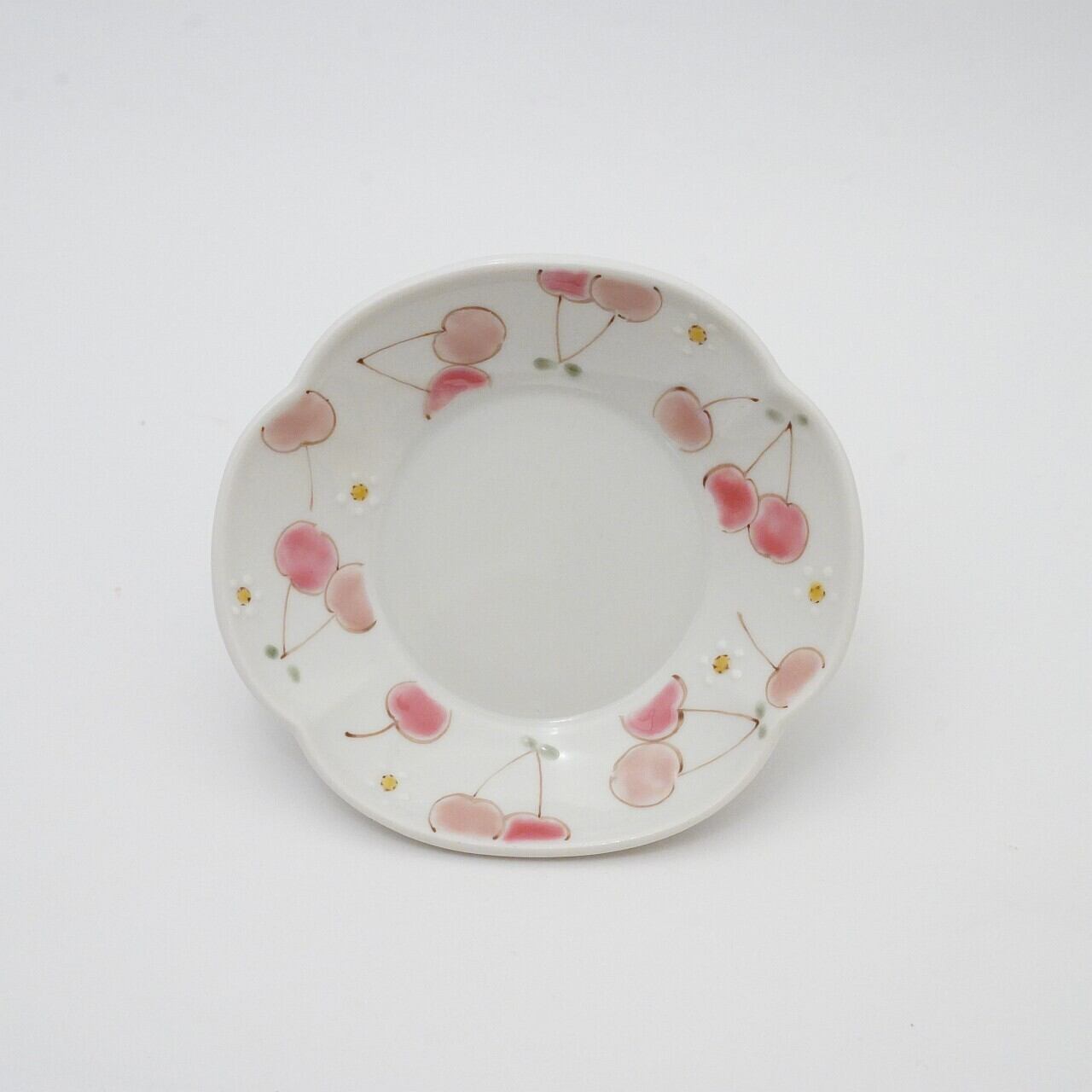【色絵遊 小高裕子】つば型小皿 さくらんぼ 58