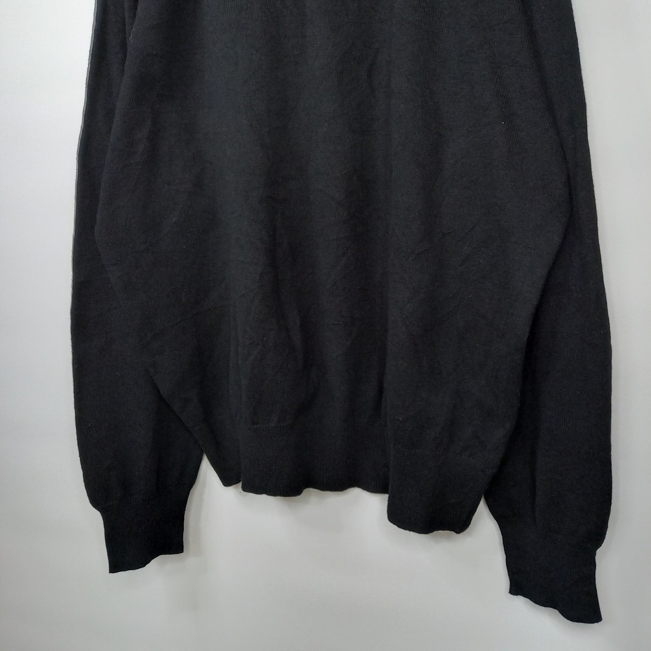 IZOD　Vネック　コットンニット　セーター　無地　薄手　ブラック　L/G