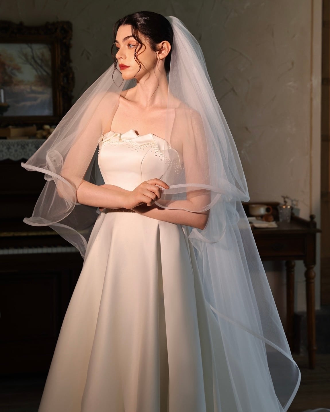 パイピングロングベール【VL2510-07】 | ブライダルアクセサリー