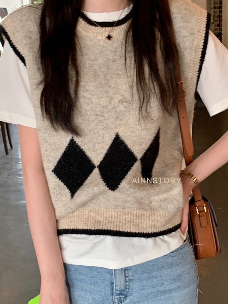 ニットセーター スプリングオータムカジュアルルーズウール 春物 秋物 ビッグFスモールZ韓国56934694226