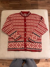 L.L.Bean Nordic Pattern Wool Cardigan Made in USA