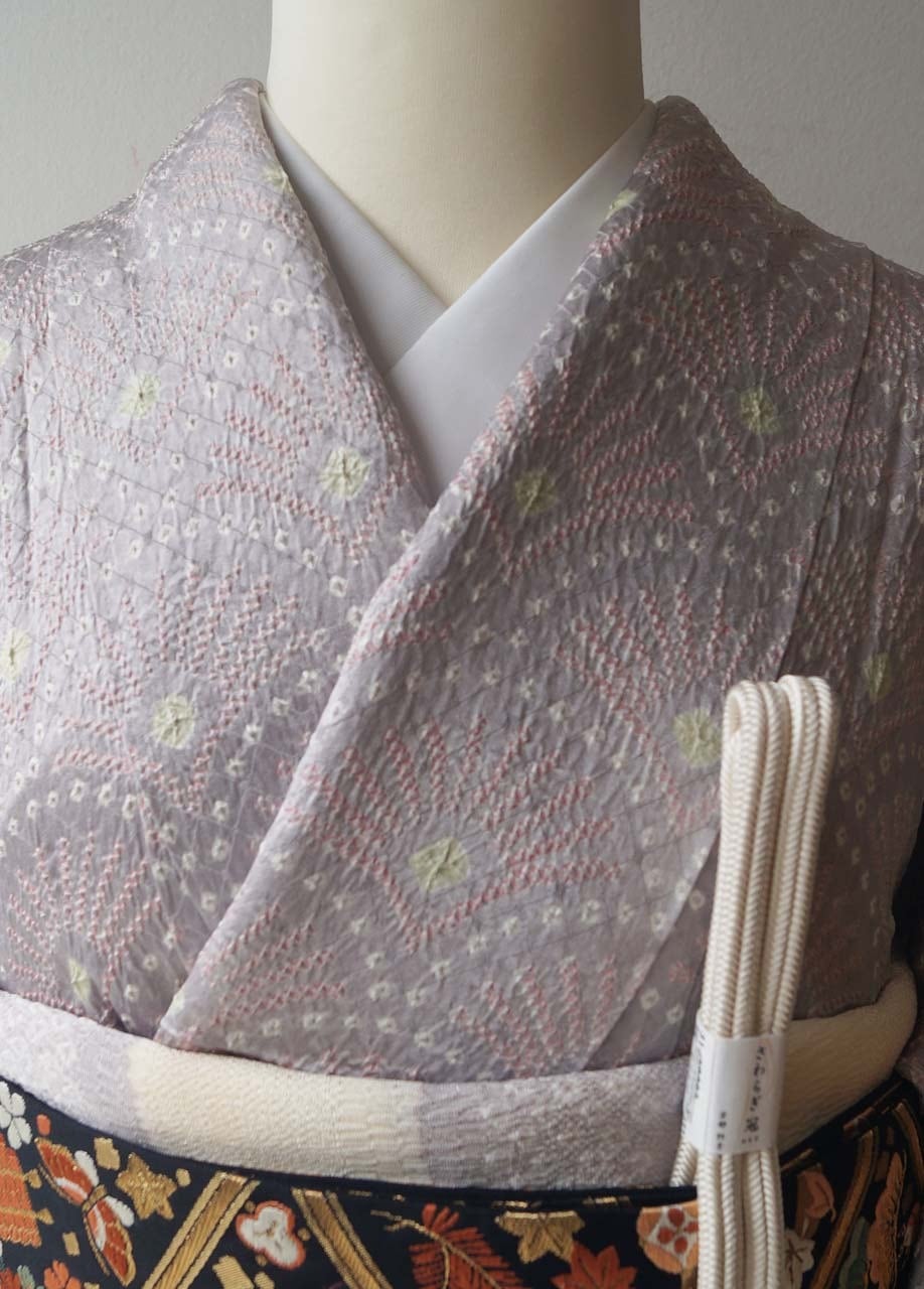 袷】紫色系暈かし 総絞り 青海波文 訪問着 | 大山キモノ・ちぇらうなぼるた