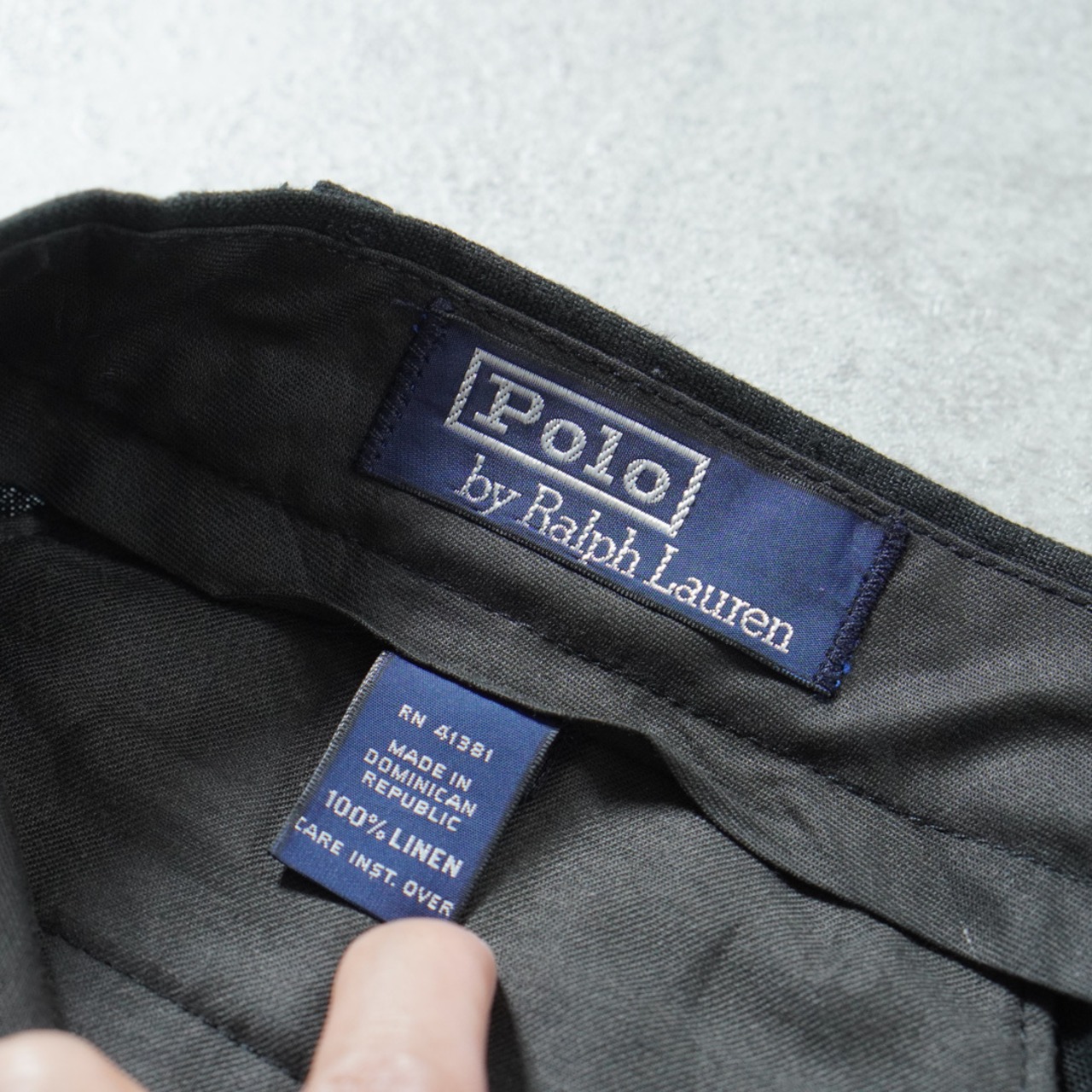 Polo by Ralph Lauren LINEN trousers "BLACK" W32L30 古着 - 11