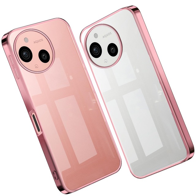 AQUOS sense10 / sense9 ケース SH-53F SH-M33 SH-53E SHG14 カバー クリア SH-M29 スマホケース 透明 薄型 耐衝撃 メッキ加工 TPU ストラップホール付き アクオス センス9 カバー ローズゴールド
