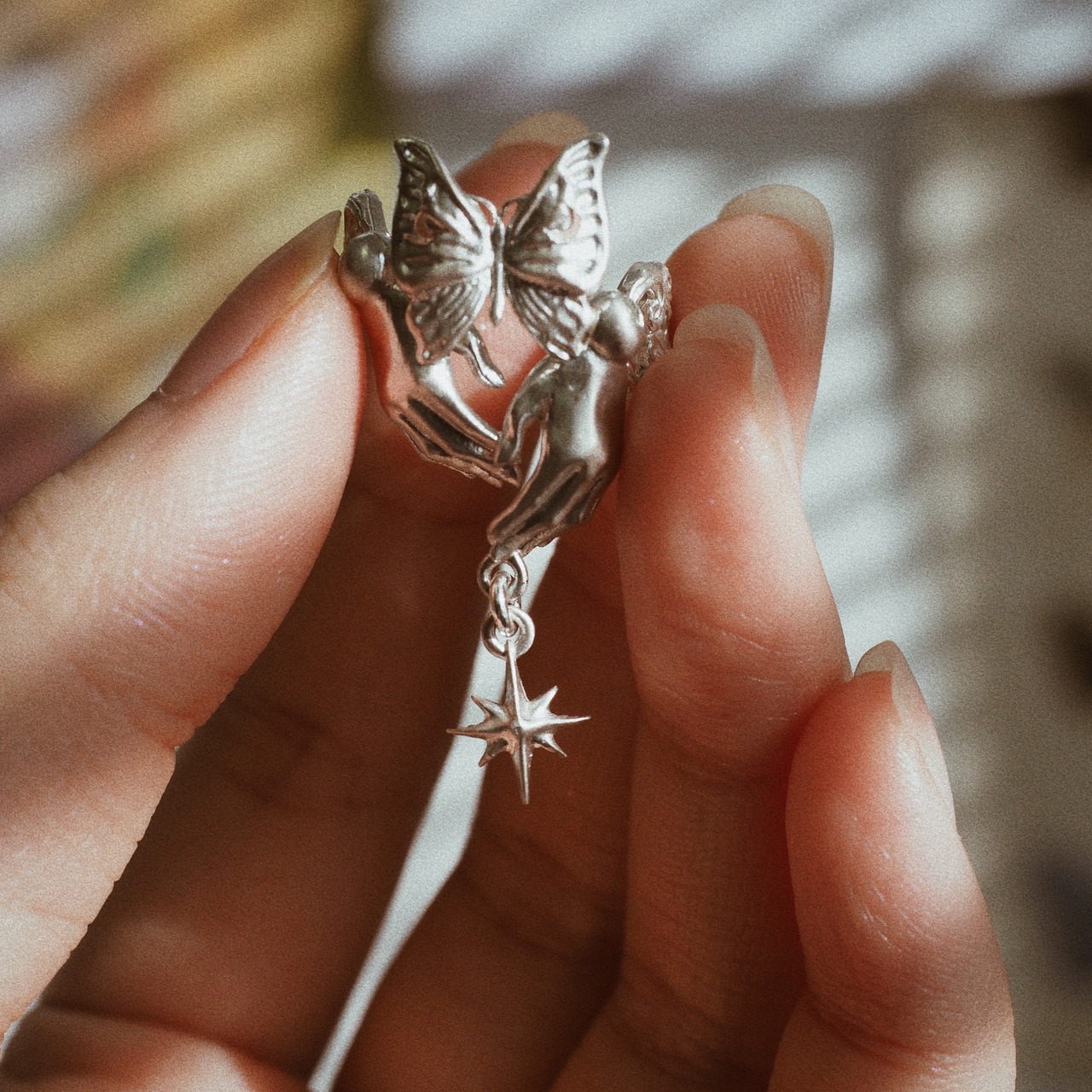 球体関節人形と蝶々のリング　シルバー