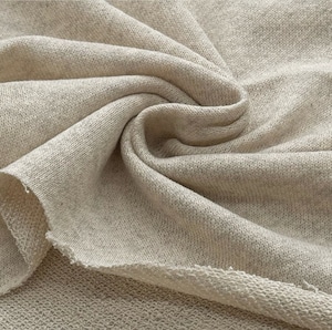 ★TC252◆2m◆ラスト1点!綿ポリエステル混裏毛ニット生地◆杢調ベージュ系