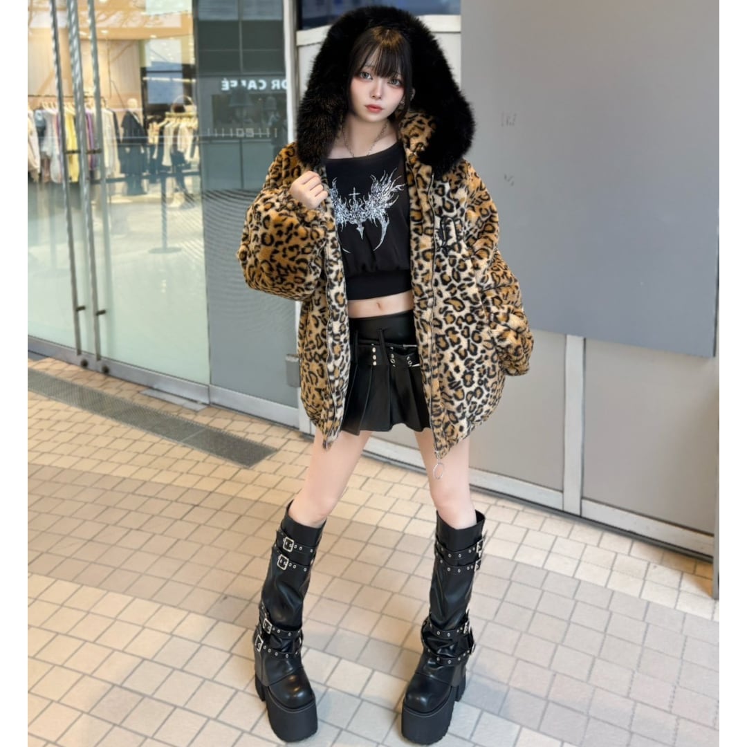 ヒョウ柄ネコ耳ロゴファー☆BIGブルゾン | VOLCAN&APHRODITE