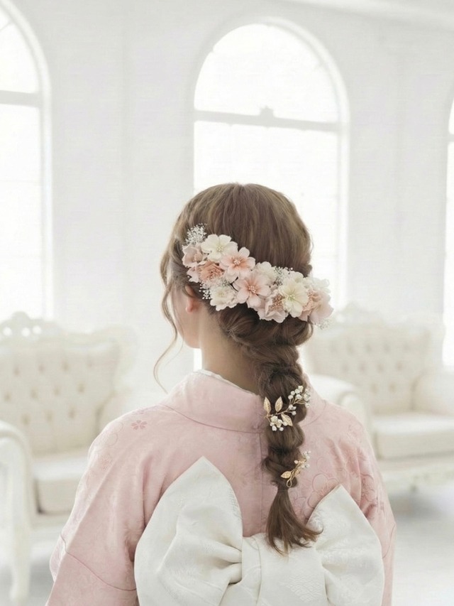 【Zinnia（ジニア）髪飾り　小枝ビジュー】金箔プレゼント　卒業式　　袴　 振袖　成人式　白無垢　色打掛　和装　ヘアパーツ　ヘッドドレス　白無垢　k-0129