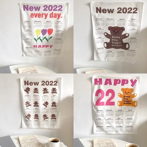 2022 illustration fabric calendar 5types / ファブリック カレンダー ポスター ベア くまさん 韓国 インテリア 雑貨