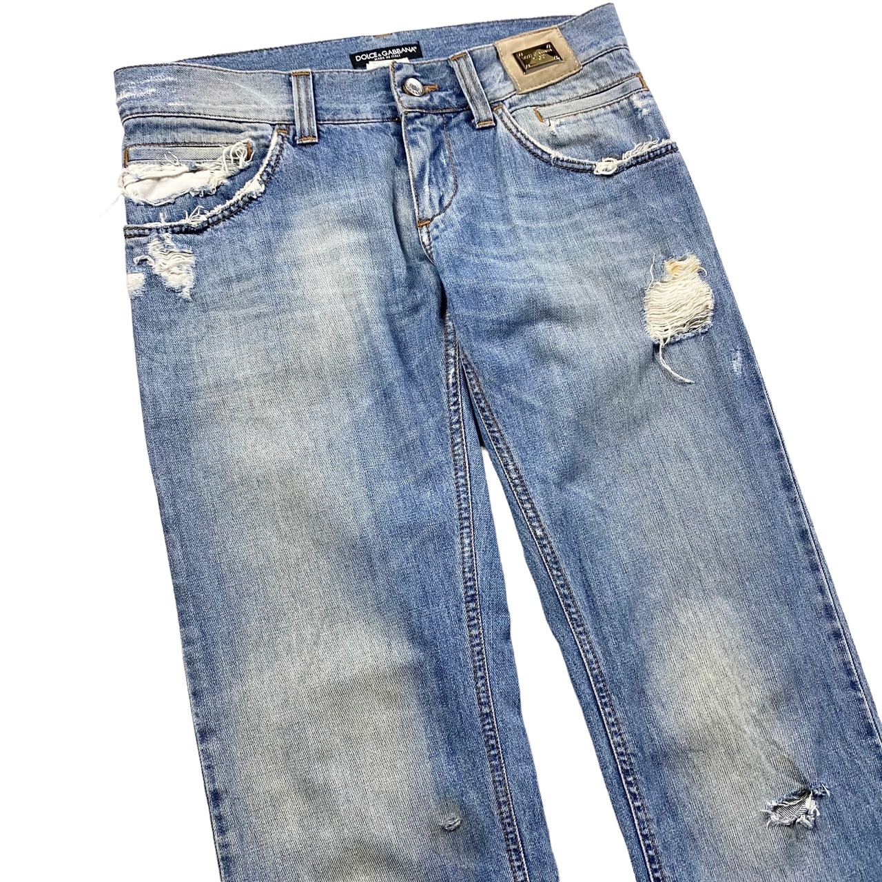 DOLCE&GABBANA damaged denim pants