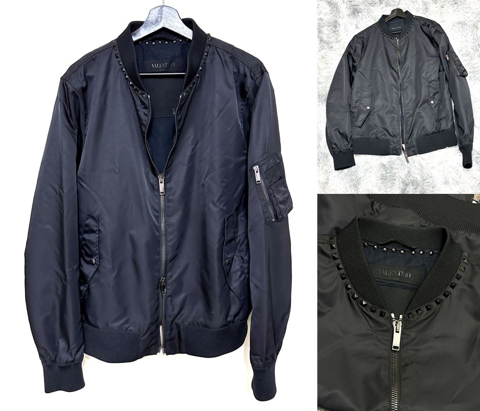 132 VALENTINO（ヴァレンティノ）　ボンバージャケット VALENTINO ヴァレンティノ ブラック アンタイトルド ナイロン ボンバー