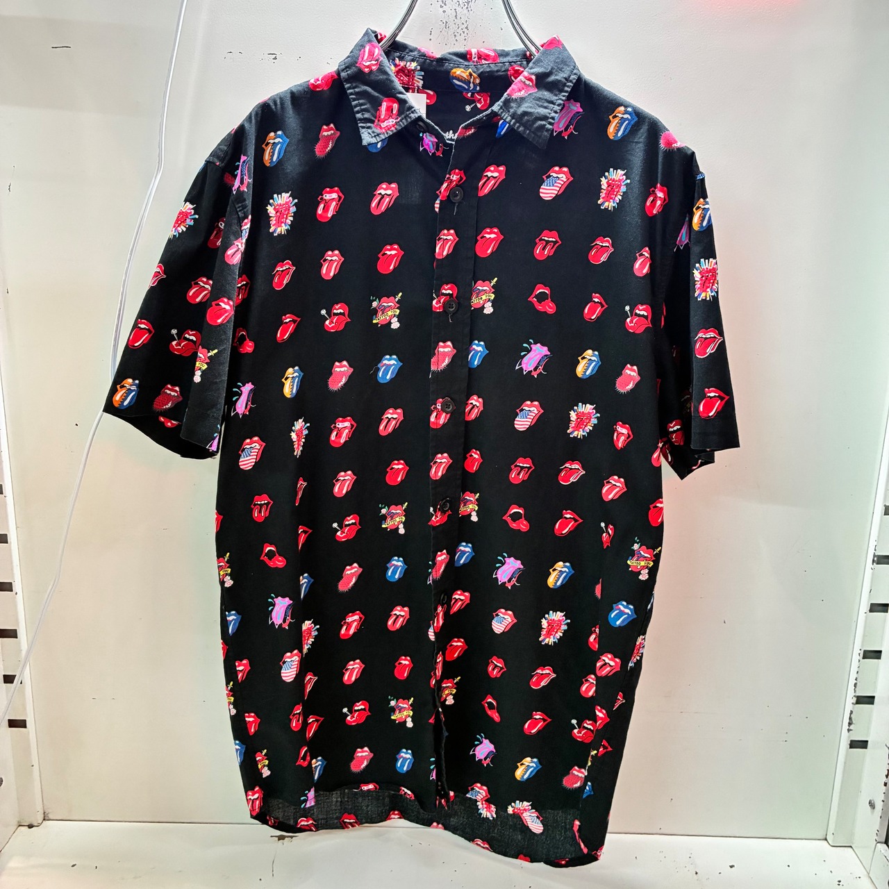 The Rolling Stones リップス&タン　総柄シャツ　半袖　ローリングストーンズ