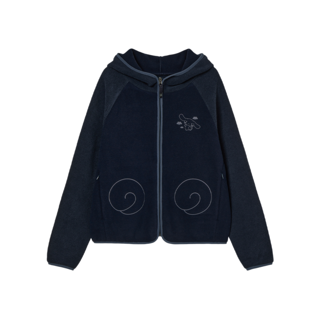 ★【AEAE X Cinnamoroll】AEAE Cinnamoroll Fleece Hoodie Zip Up Navy