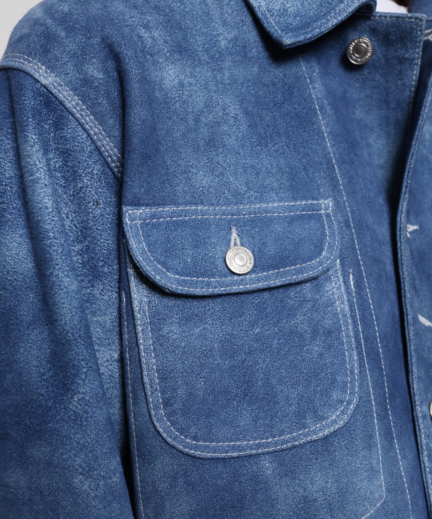 SEVEN BY SEVEN / 800-6125005 LEATHER COVERALL JACKET (LIGHT INDIGO