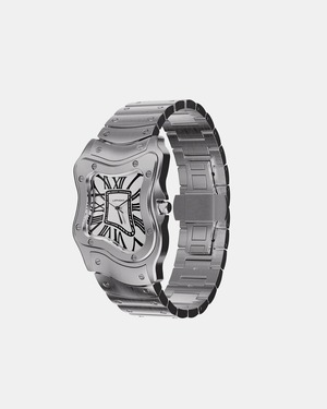 LAPHONT / laurent watch large silver case steel band white dial