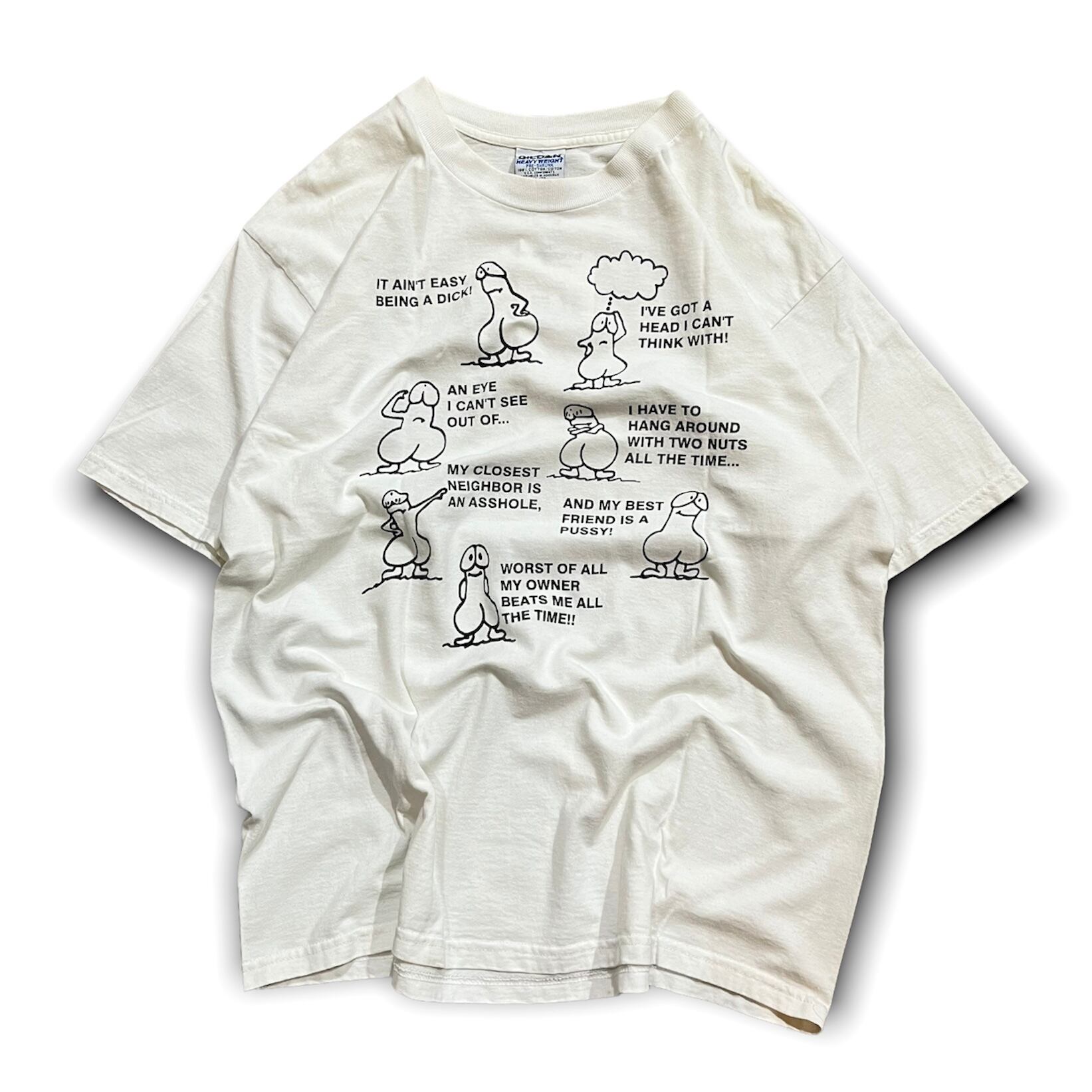 90s USA製 BIG HED アート プリント 半袖 Tシャツ M  白