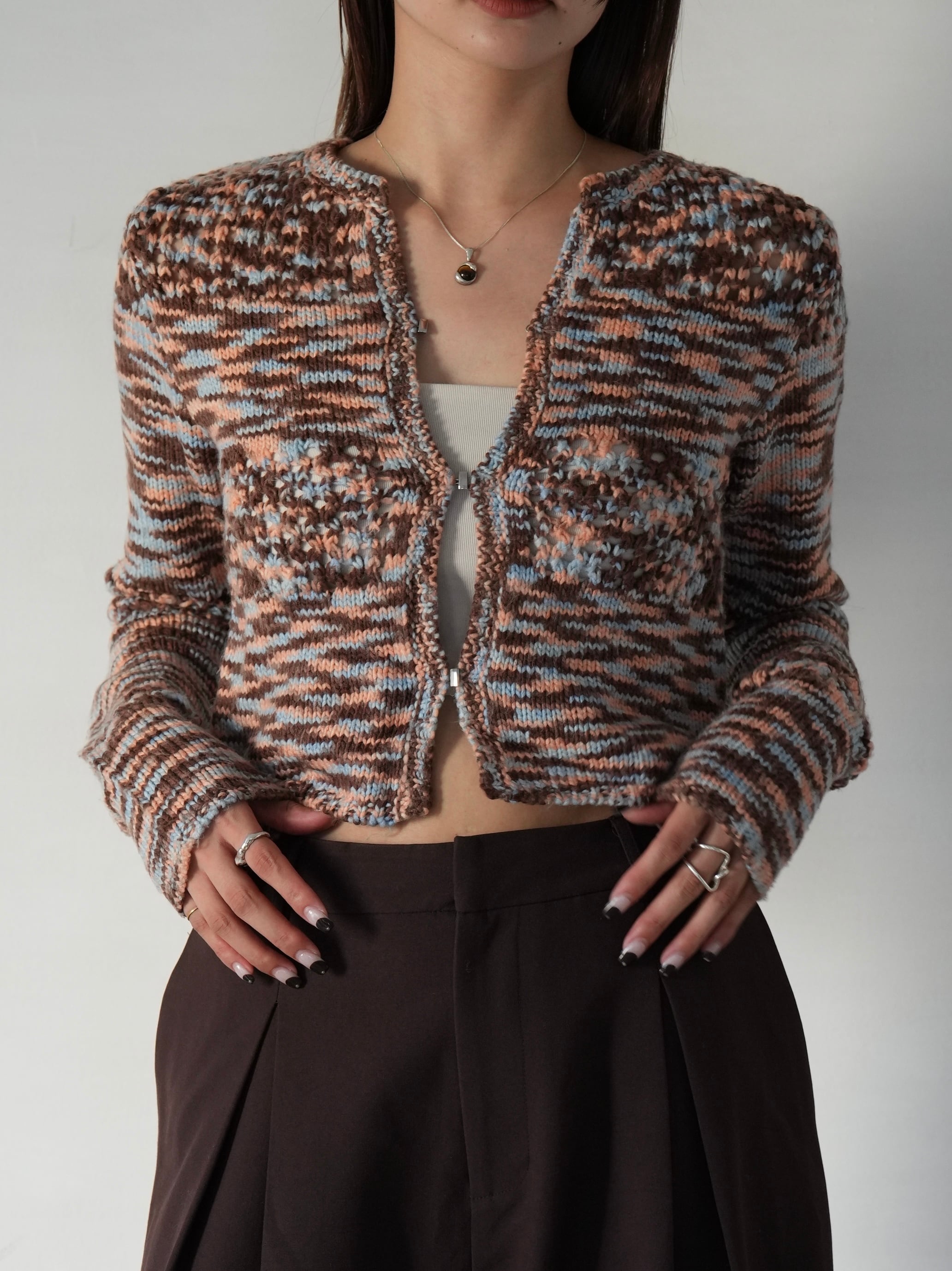 marble knit cardigan【brown】 | quūi
