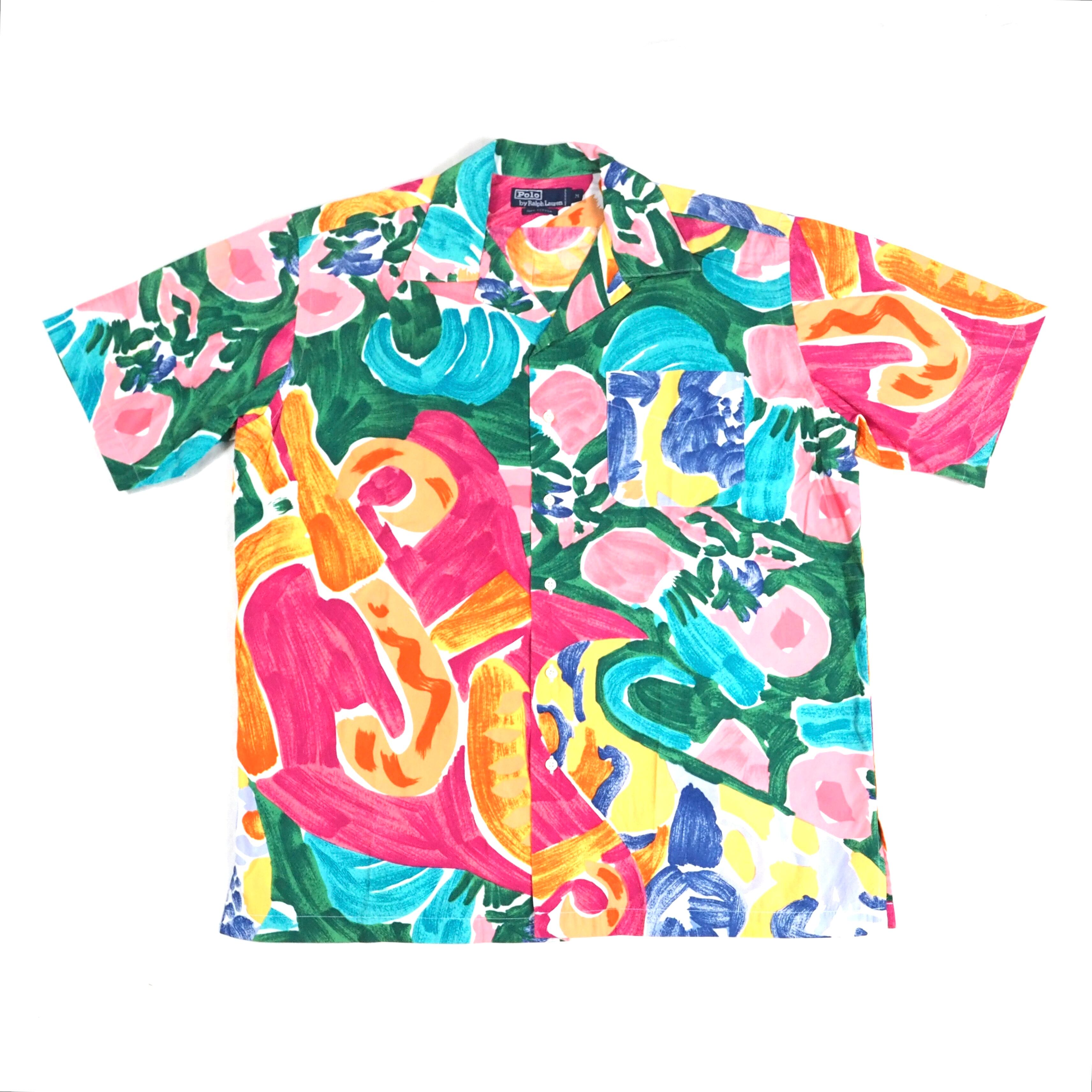 Polo by Ralph Lauren【paint art】open collar s/s shirt M