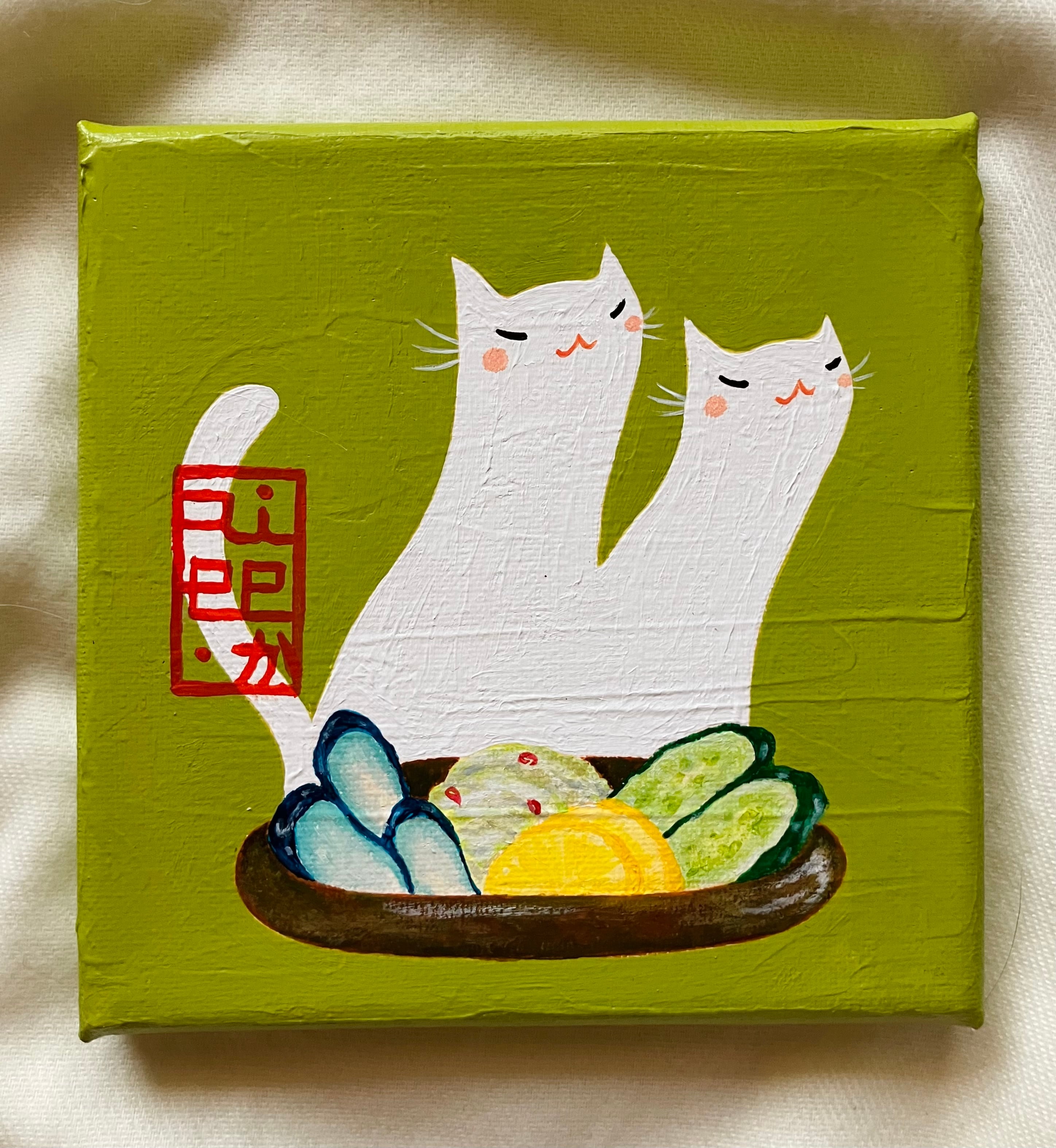 Suicat／原画 キャンバス 絵 絵画 アート イラスト 黒猫 | Riee .か