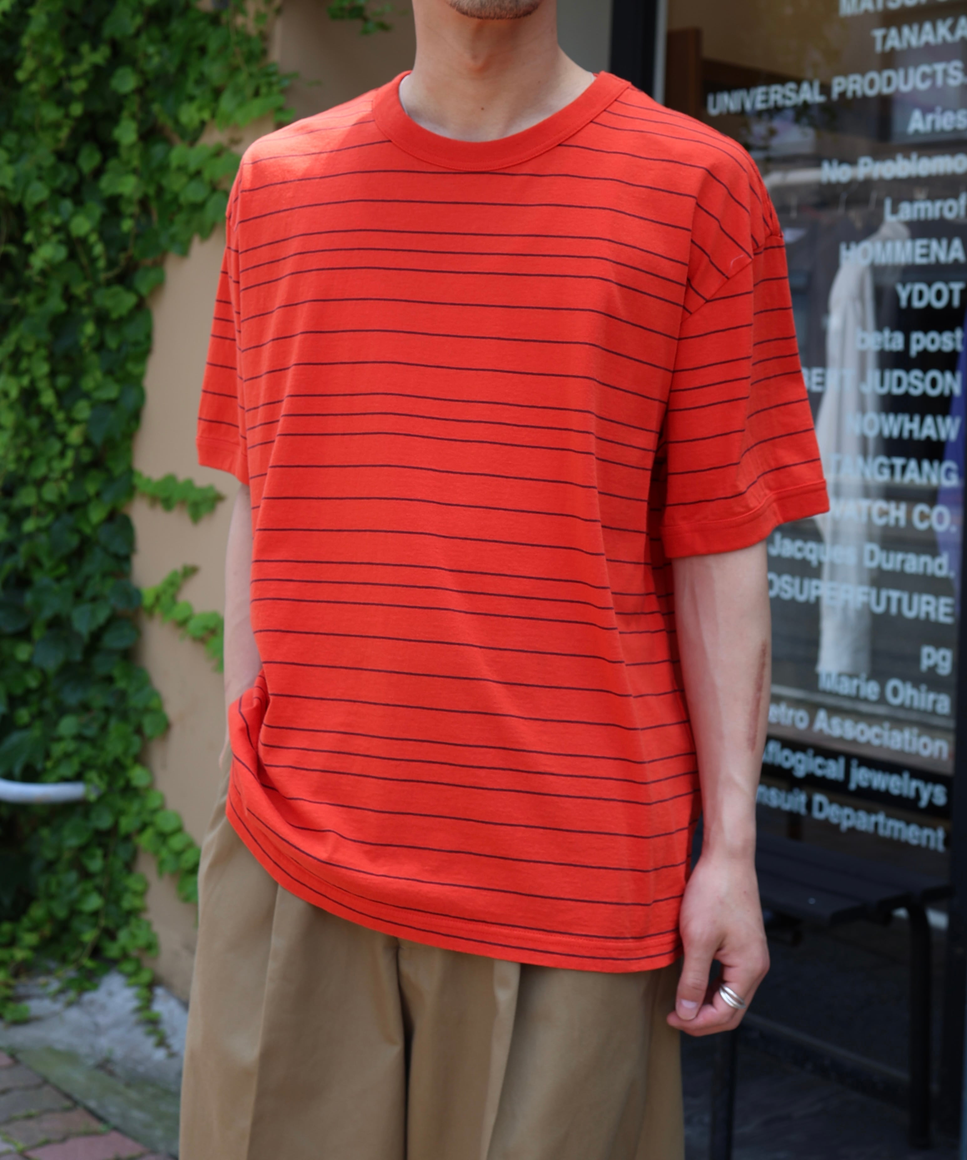 UNUSED / US2543 BORDER SHORT SLEEVE T-SHIRT(RED) | AfterSchool