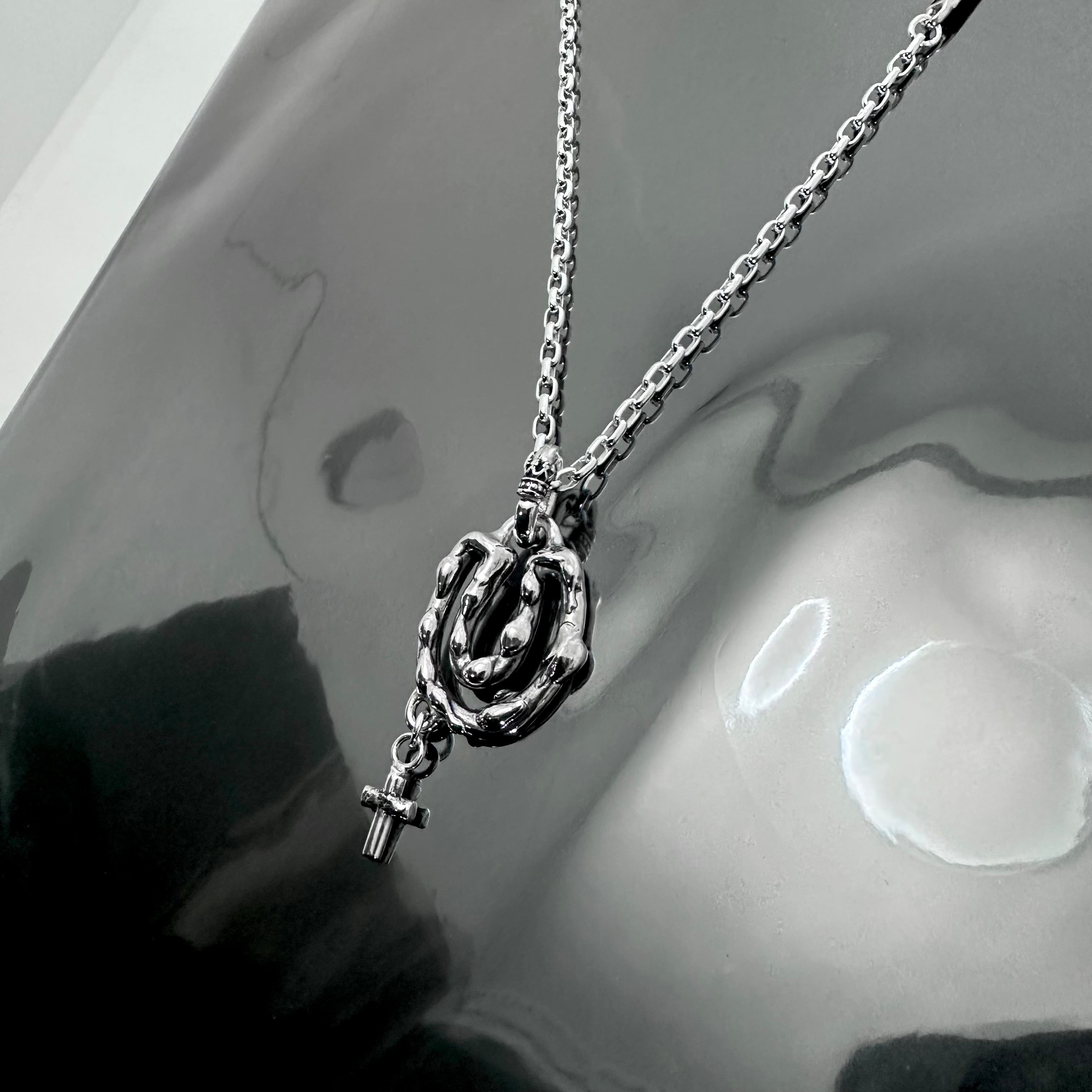 OPEN HORSESHOE with CROSS #1 with GODSIZE® I.D. TAG NECKLACE OPEN HORSESHOE with CROSS #1 with GODSIZE® I.D. TAG NECKLACE
