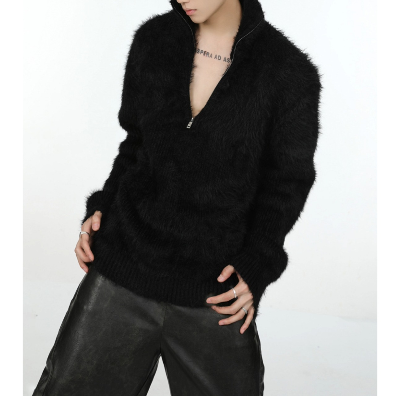 High Neck Zip Sweater / M–3XL　TB2635・画像4