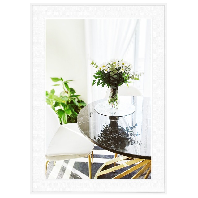 花写真 白い花 インテリアアートポスター額装 AS2889