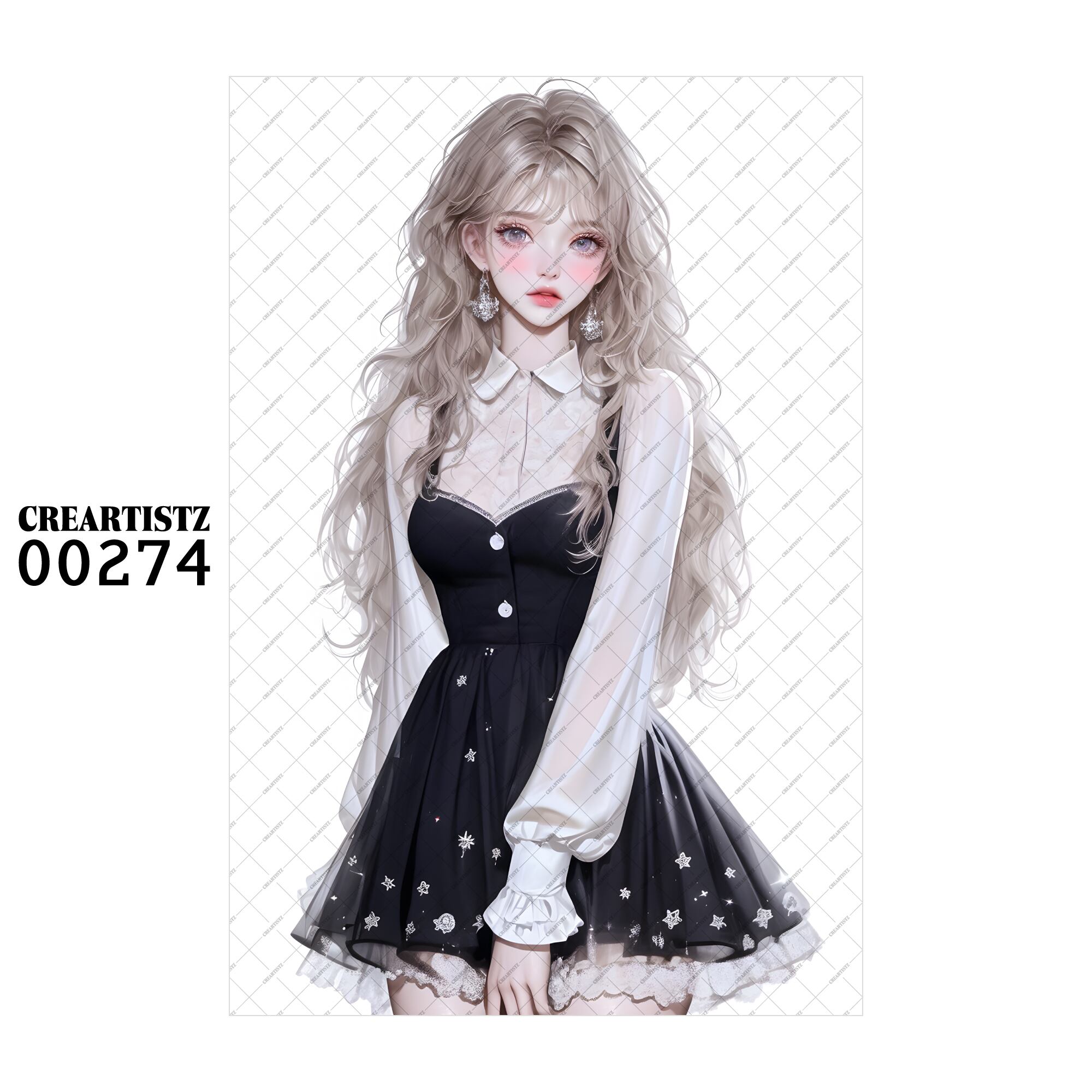 00274 ガール キュート オリジナル ペーパー/ステッカー 4枚セット CREARTISTZ