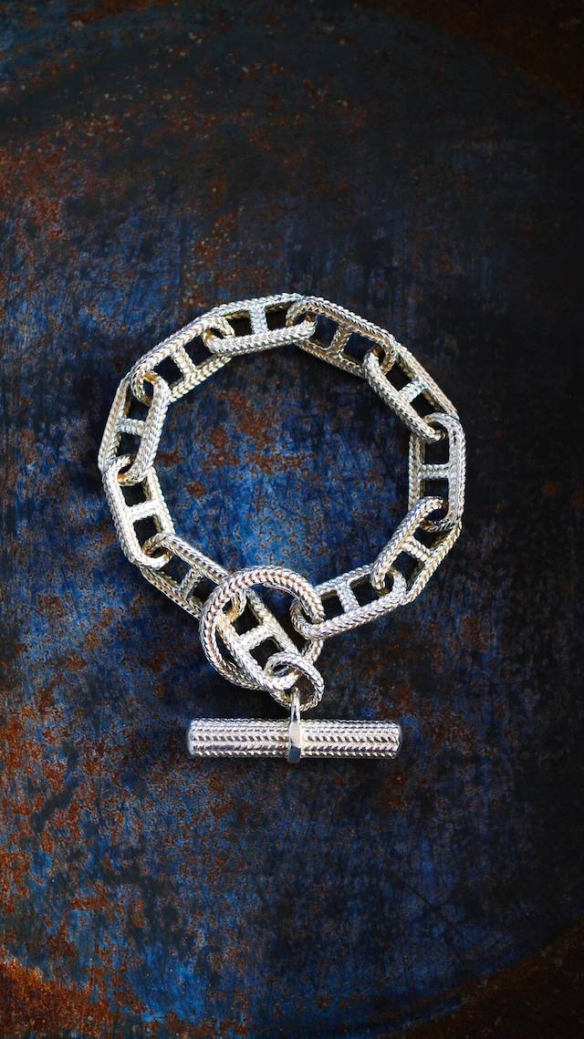 【VINTAGE】TIFFANY&Co. ティファニー テクスチャード アンカーチェーン トグル ブレスレット 《ヘリンボーン シルバー925 ヴィンテージ オールド メンズ》