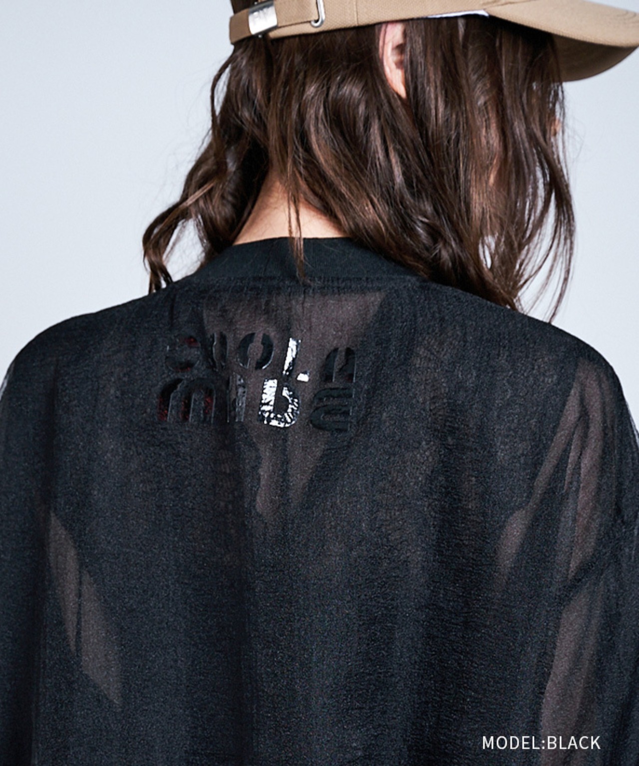 スリーブタックジョーゼットカーディガン (BLACK)　CQ-47016