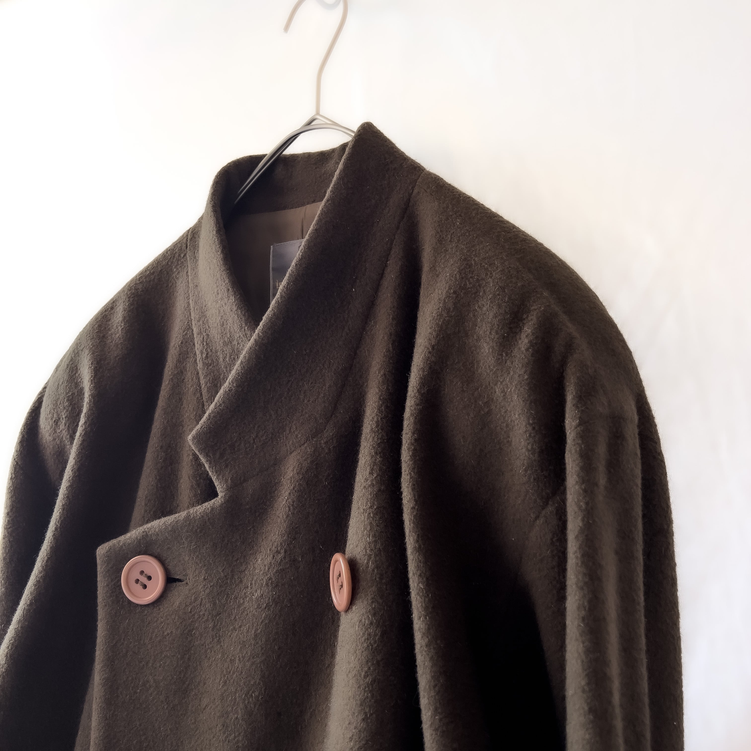 80s “ISSEY MIYAKE” 筆タグ asymmetry brown long coat 80年代イッセイ