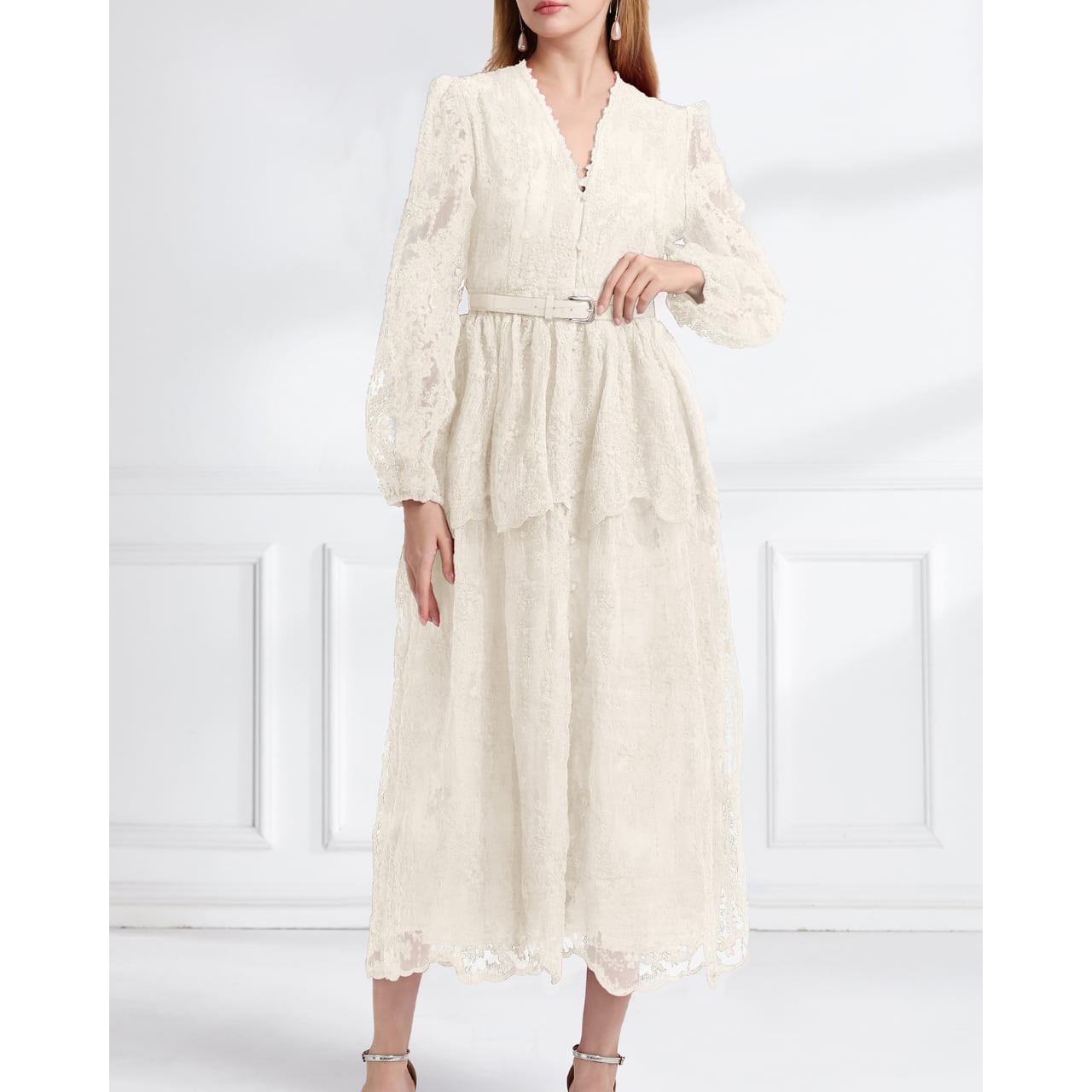 レースノーブルフレアワンピース L1977