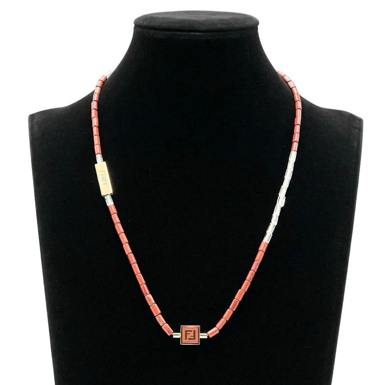 超美品】フェンディ FENDI メンズ ネックレス ペンダント FF ビーズ  