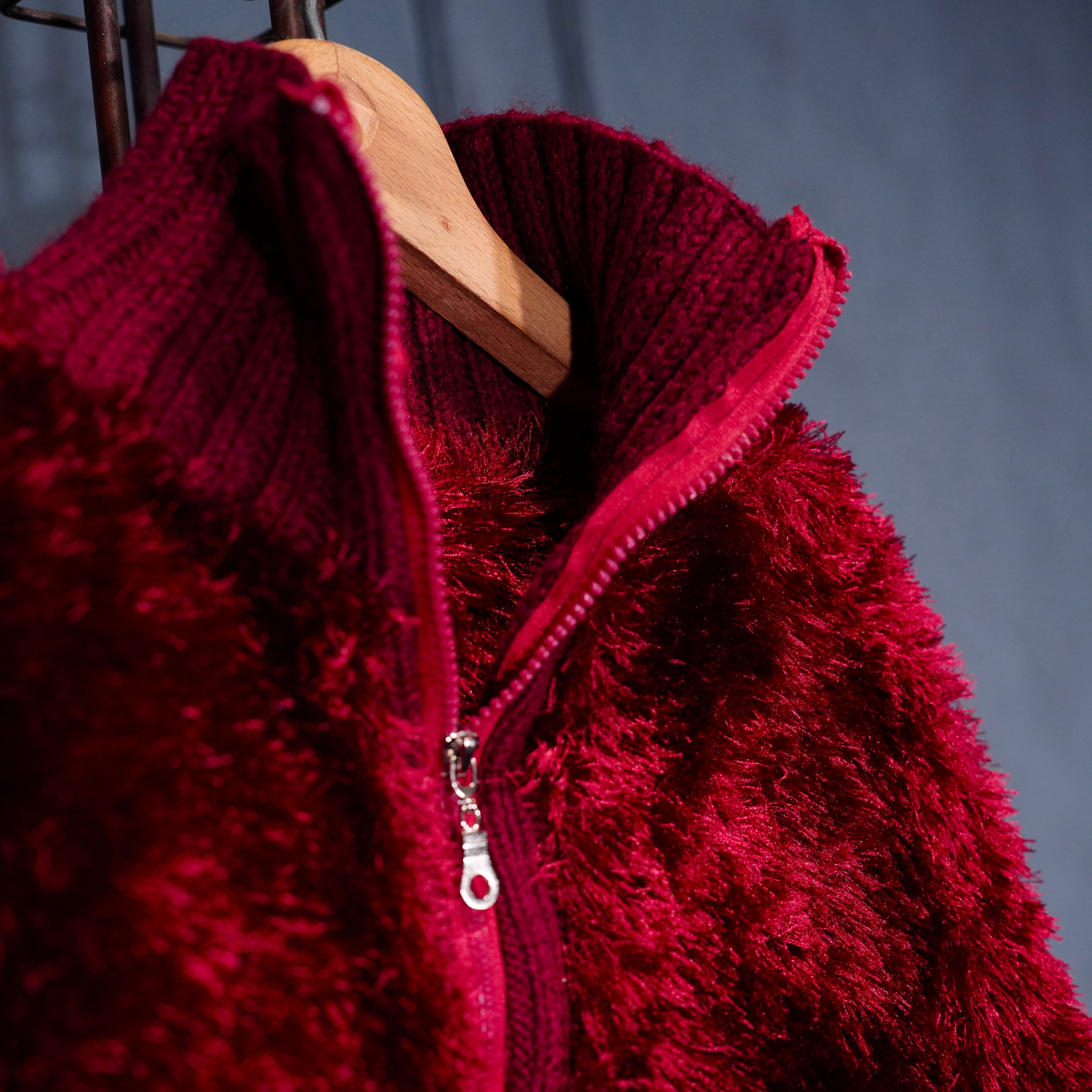 EU VINTAGE ZIP UP SHAGGY KNIT BLOUSON/ヨーロッパ古着ジップアップ