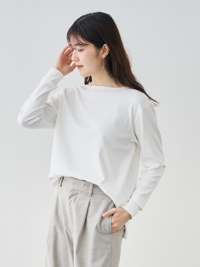 スビン綿のロングスリーブTシャツ/ソフト仕上げ/ホワイト