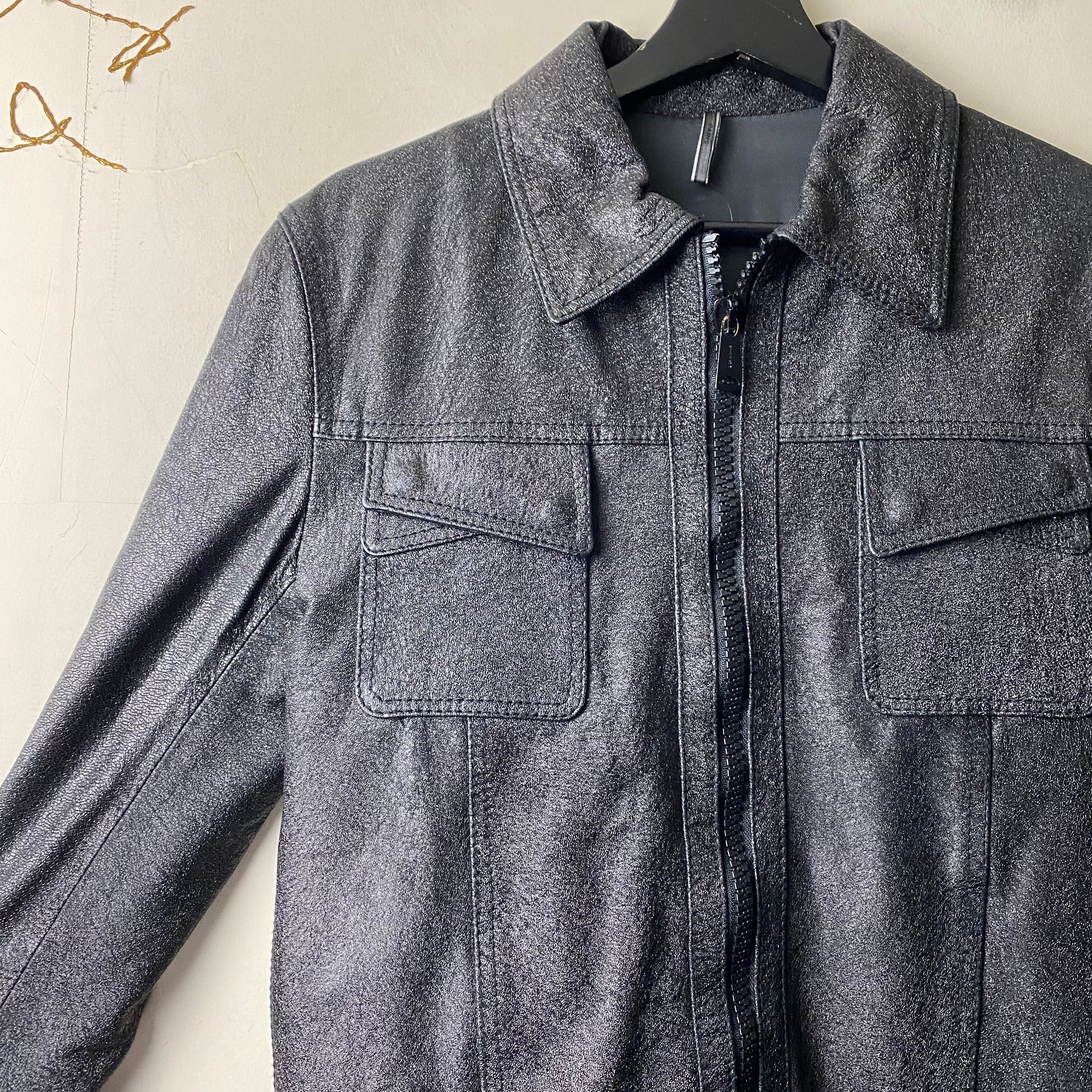 archive DIOR HOMME cross pocket destroyed leather jacket | NOIR ONLINE