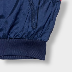 adidas 80s 銀タグ ブルゾン ジャンパー ナイロンジャケット 万国旗タグ マルチカラー ワンポイントロゴ トレフォイル メッシュ XL ビンテージ アディダス US古着