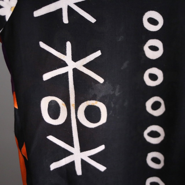 multi art pattern and switching design loose h/s  shirt