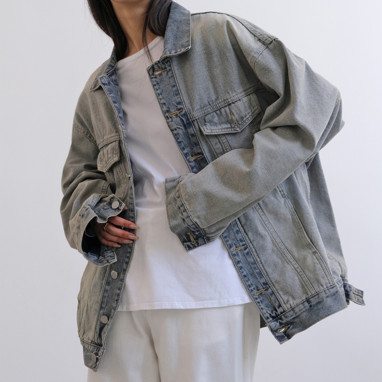 reversible Oversized Denim Jacket T3603