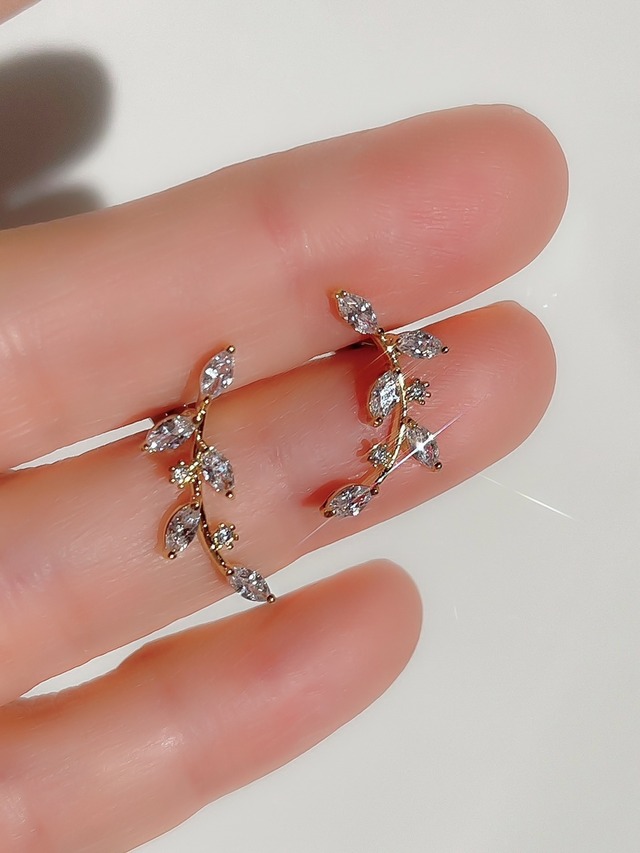 【お得セット】2 Crystal Leaf set (金属アレルギー対応)
