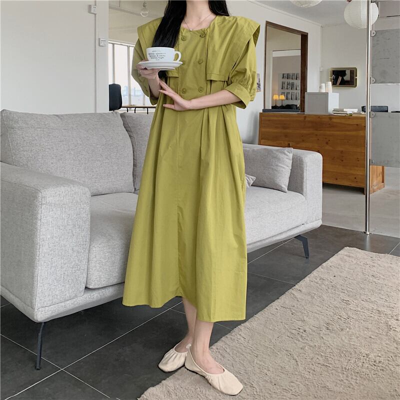 ワンピース レディース 3色 シャツワンピース 半袖 ドールカラー ラージカラー パフスリーブ ラウンドネック 襟付き かわいい 大人可愛い きれいめ 上品 エレガント 清楚 フェミニン おしゃれ お洒落 お嬢様 ナチュラル ラブリー キュート ガーリー レトロ ロマンチック 存在感 無地 オフィス ビジネス OL 通勤 学生 通学 デート お出かけ ブラック グリーン ブラック XL 2XL 3XL 4XL 春 夏 20代 30代 40代 50代 韓国系 着回し 普段使い 体型カバー コーデ 送料無料