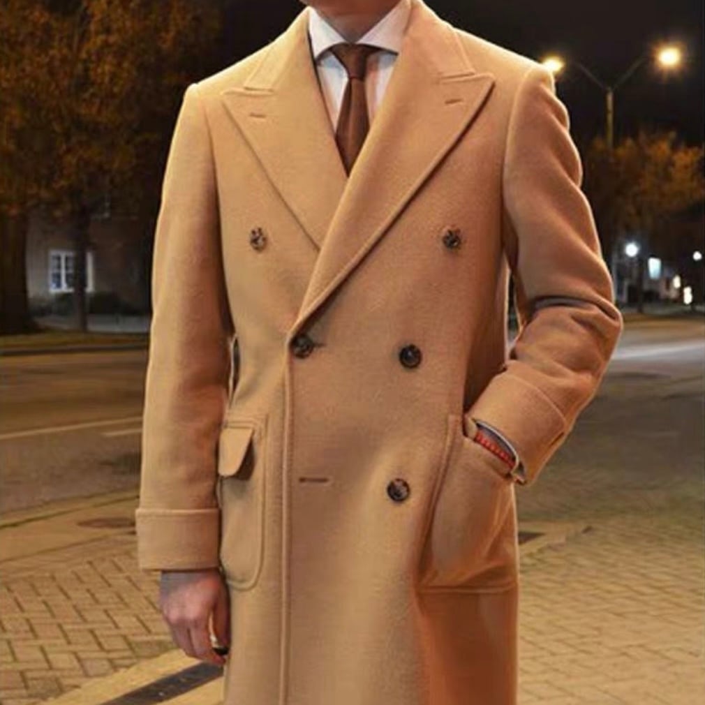 BV_(ウール100%)ピークドラペルキャメルポロコート | Buona Vita