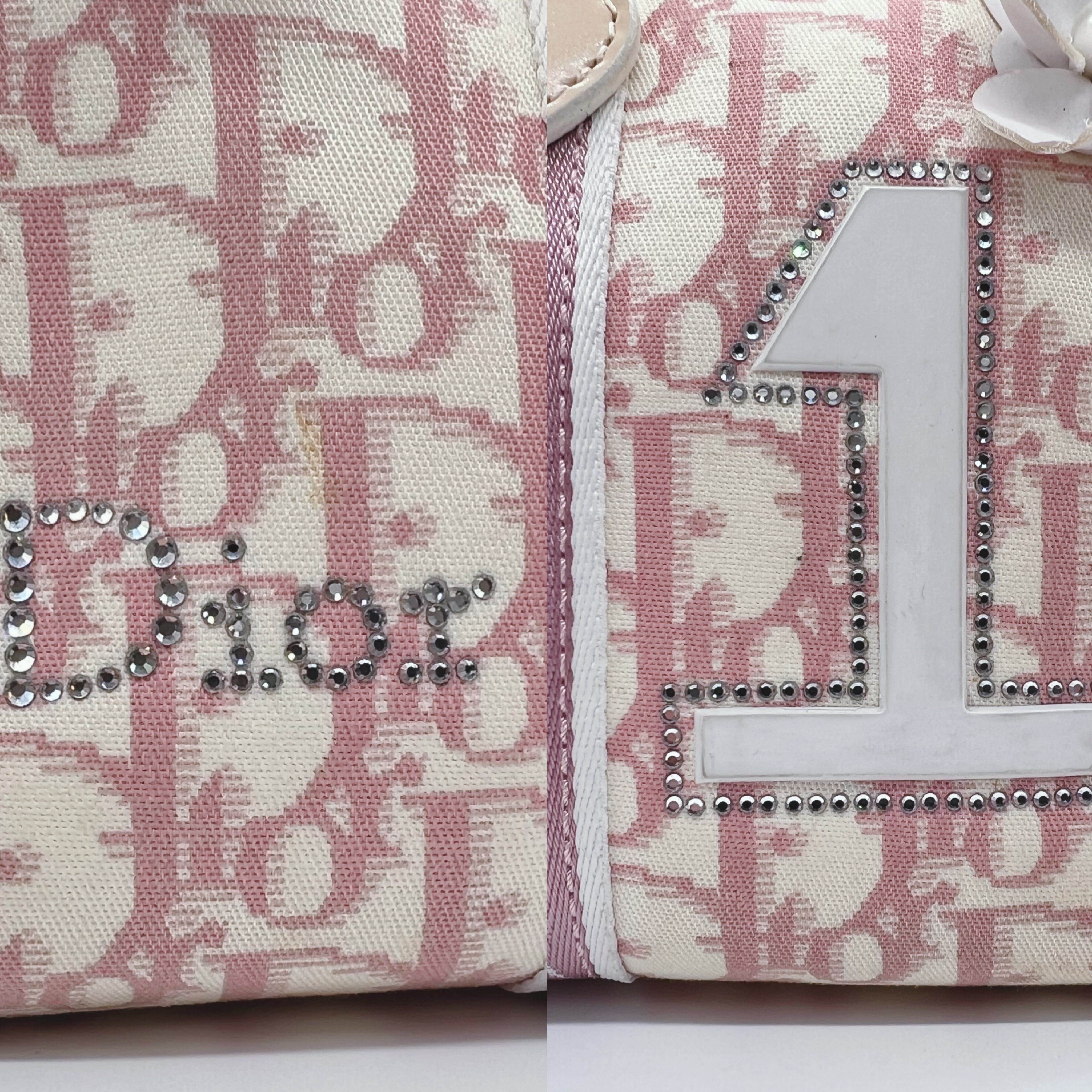 Dior】ディオール トロッター柄 フラワー ハンドバッグ ピンク