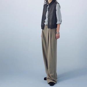 Pleated Wide Straight Full Length Pants T4302