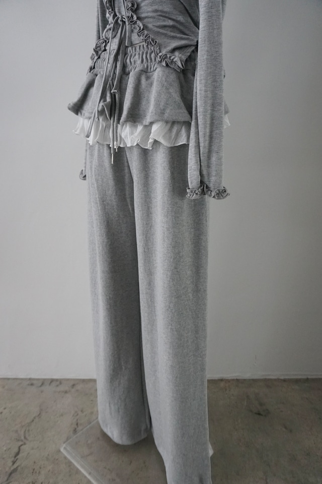 RUFFLE LAYERED SWEAT PANTS   (GRAY)  2504-73-60