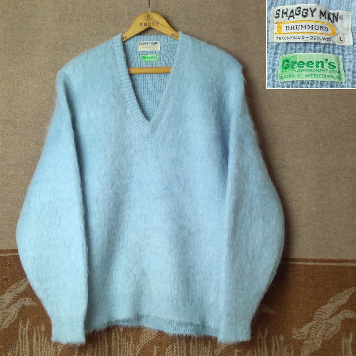60s～ SHAGGY MAN DRUMMOND V-Neck Mohair Sweater L | Wonder Wear 