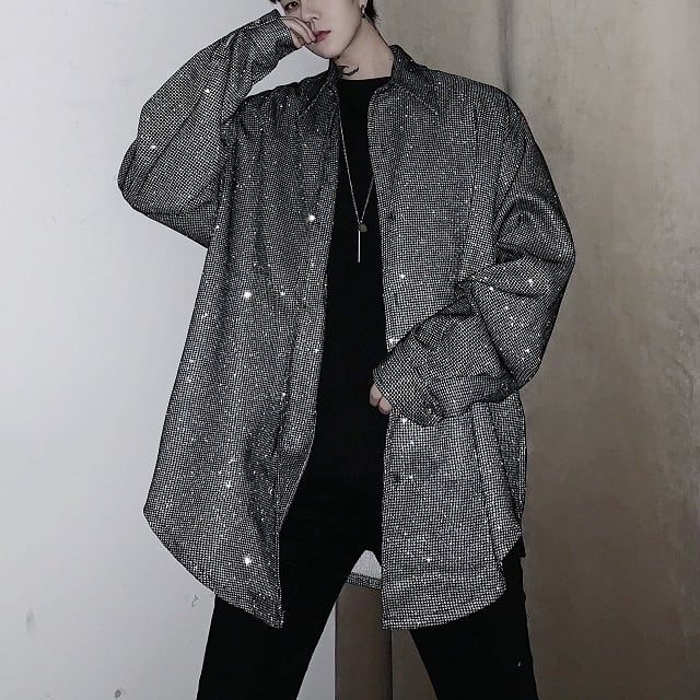 グリッターロングスリーブオーバーサイズシャツ 1color MTO0402