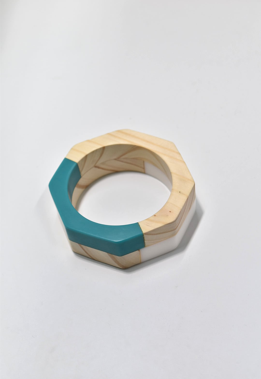 ethical wood bangle Viridian×White | paisley