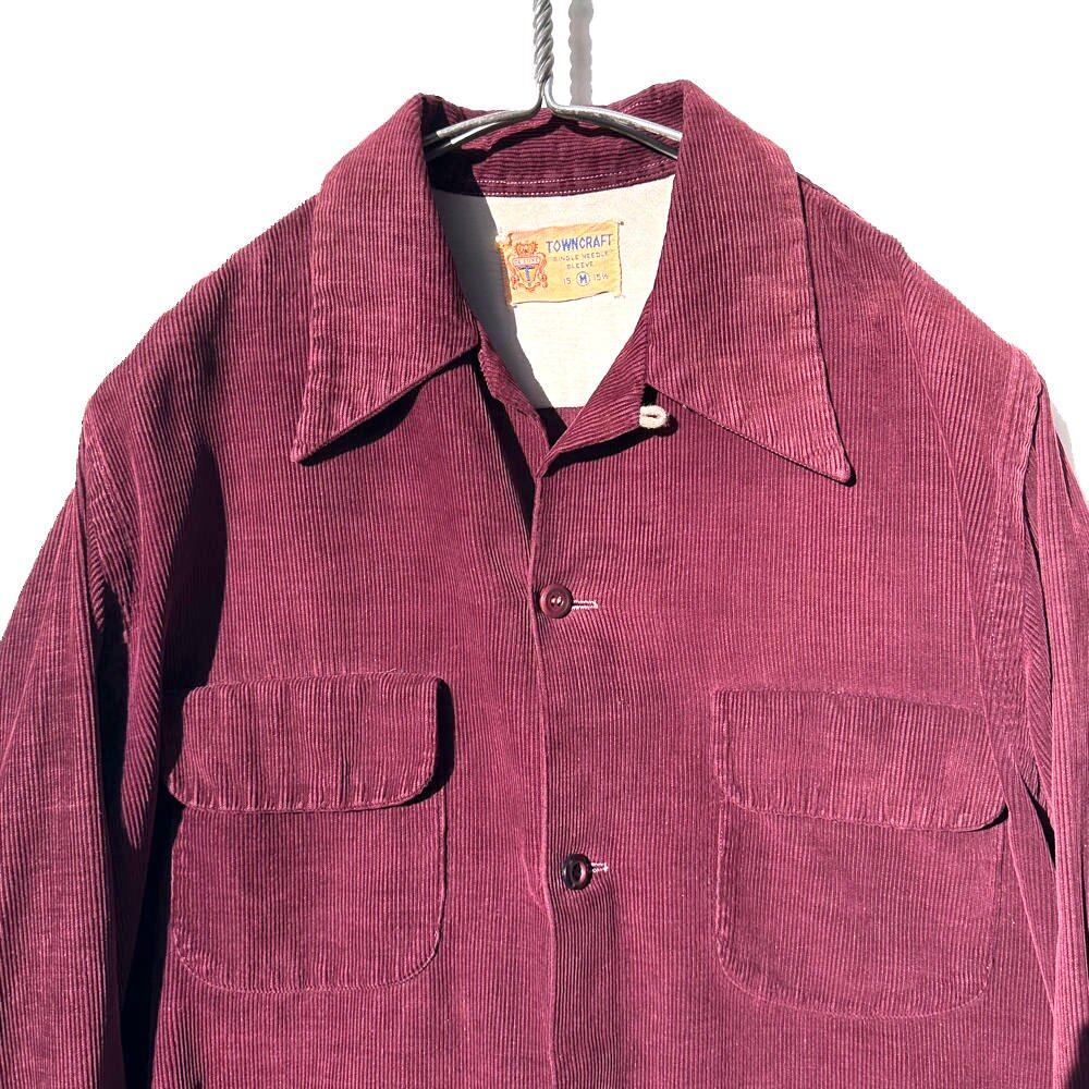 TOWNCRAFT] Vintage open collar corduroy shirt [1940s-] Vintage